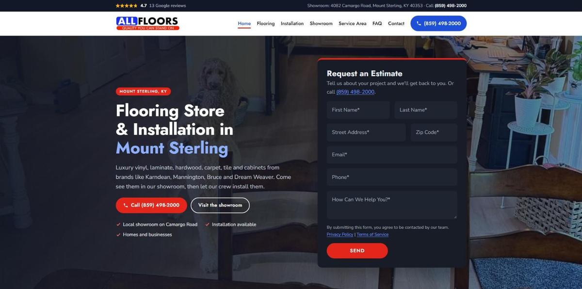All Floors home page after the HollerWeb rebuild